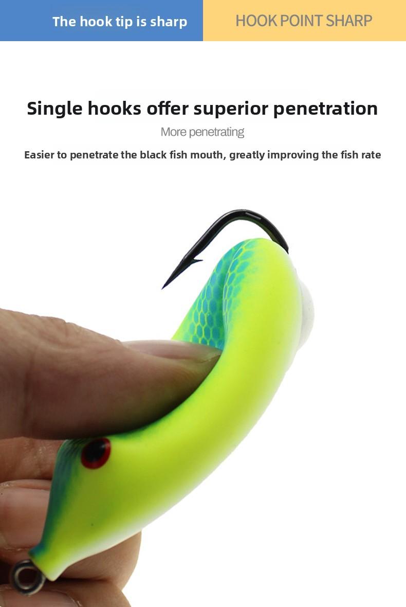 Topwater Frog Lure Single Hook Weedless Fishing Lure for Snakehead Bass Long Cast Floating Frog Lure Heavy Grass Freshwater Fishing Tackle