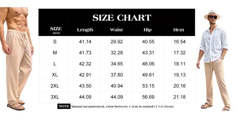 Runcati Men's Cotton Pants Yoga Beach Loose Summer Elastic Waist Drawstring Loose Pants with Pocket