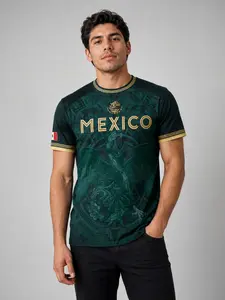 Men's Mexican Style Short Sleeve T-Shirt, Casual Slim-Fit, Breathable Fabric, All Seasons, Home Travel Outdoor Sports, Casual Sportswear