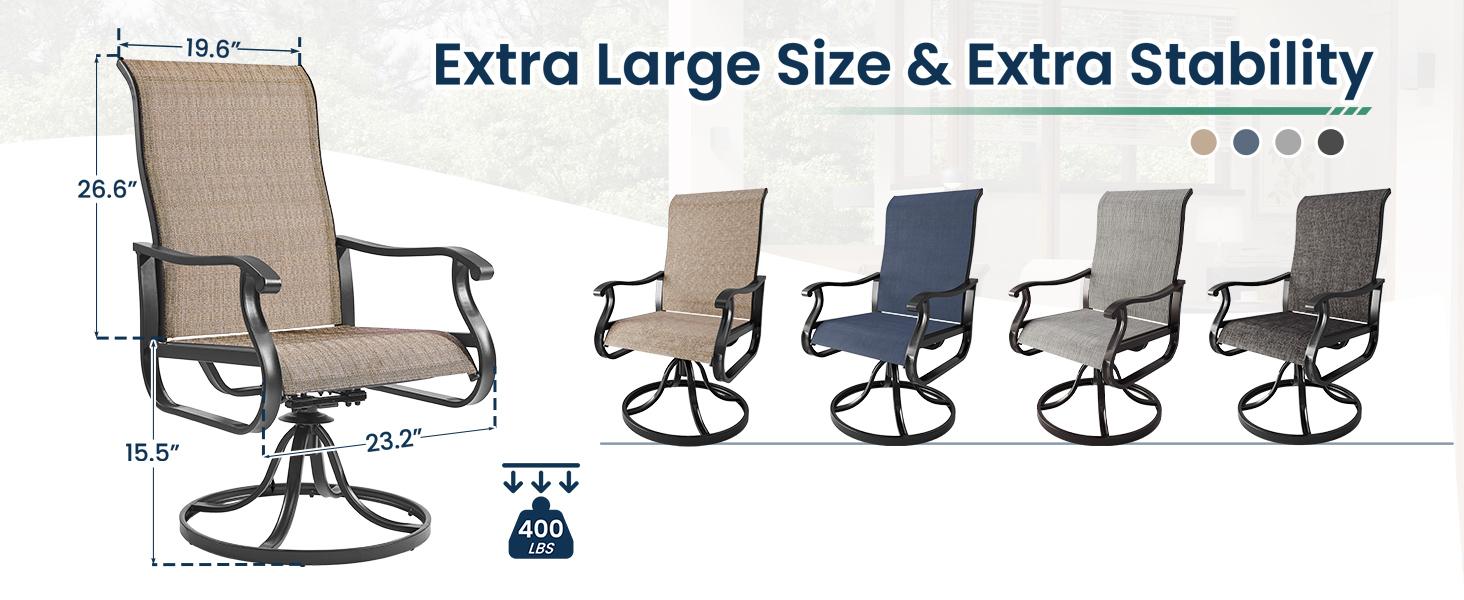 Amopatio Greenish Spring 3-Piece Patio Swivel Chairs, Modern Metal Outdoor Furniture Set with Cushions