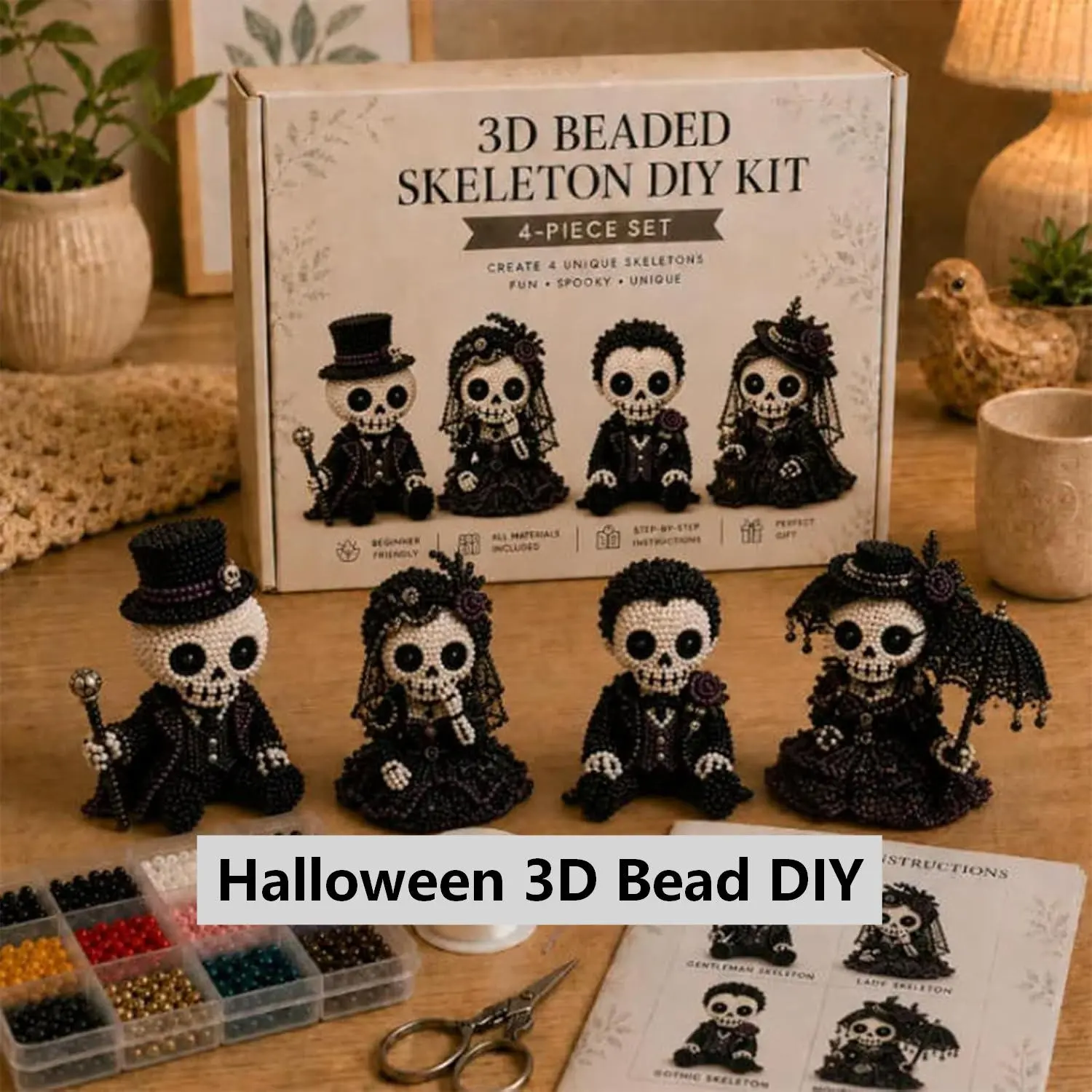 Halloween 3D Bead DIY Craft Kit, Asian Style 3D Bead String, Perfect for Beads Making, No Choking Hazard Warning, Ideal for Creative Projects