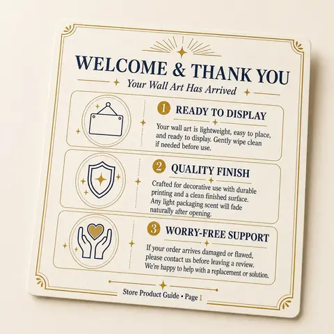 Home Decor After-Sale Instructions Manual - For Wall Metal Signs, Wall Decor Plaques & Signs