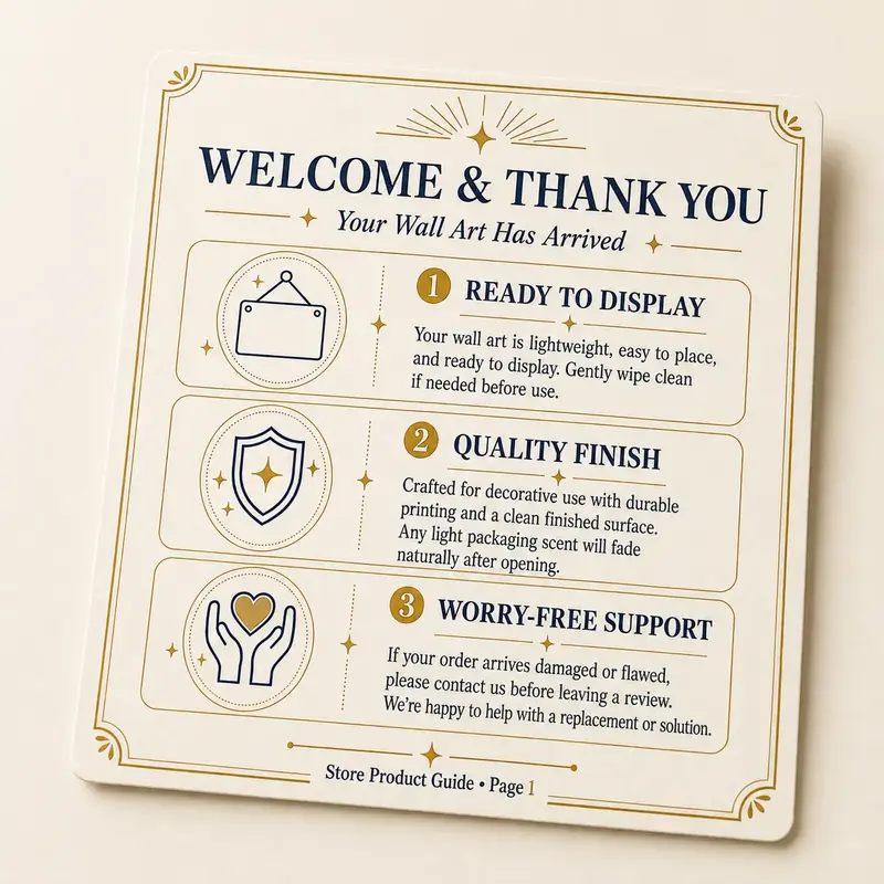 Home Decor After-Sale Instructions Manual - For Wall Metal Signs, Wall Decor Plaques & Signs