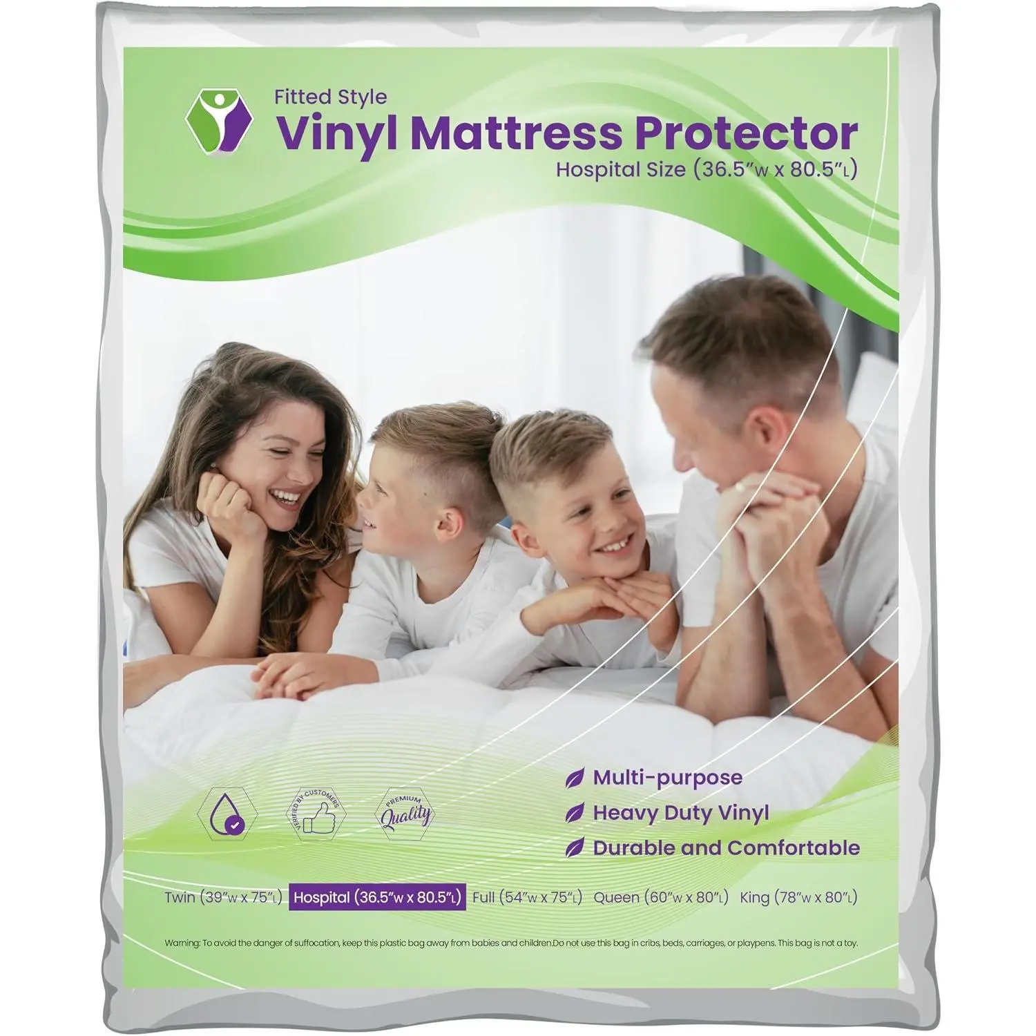 Vinyl Mattress Protector and Cover - Contoured Fitted White Mattress Cover Sheet - 1 Pack -