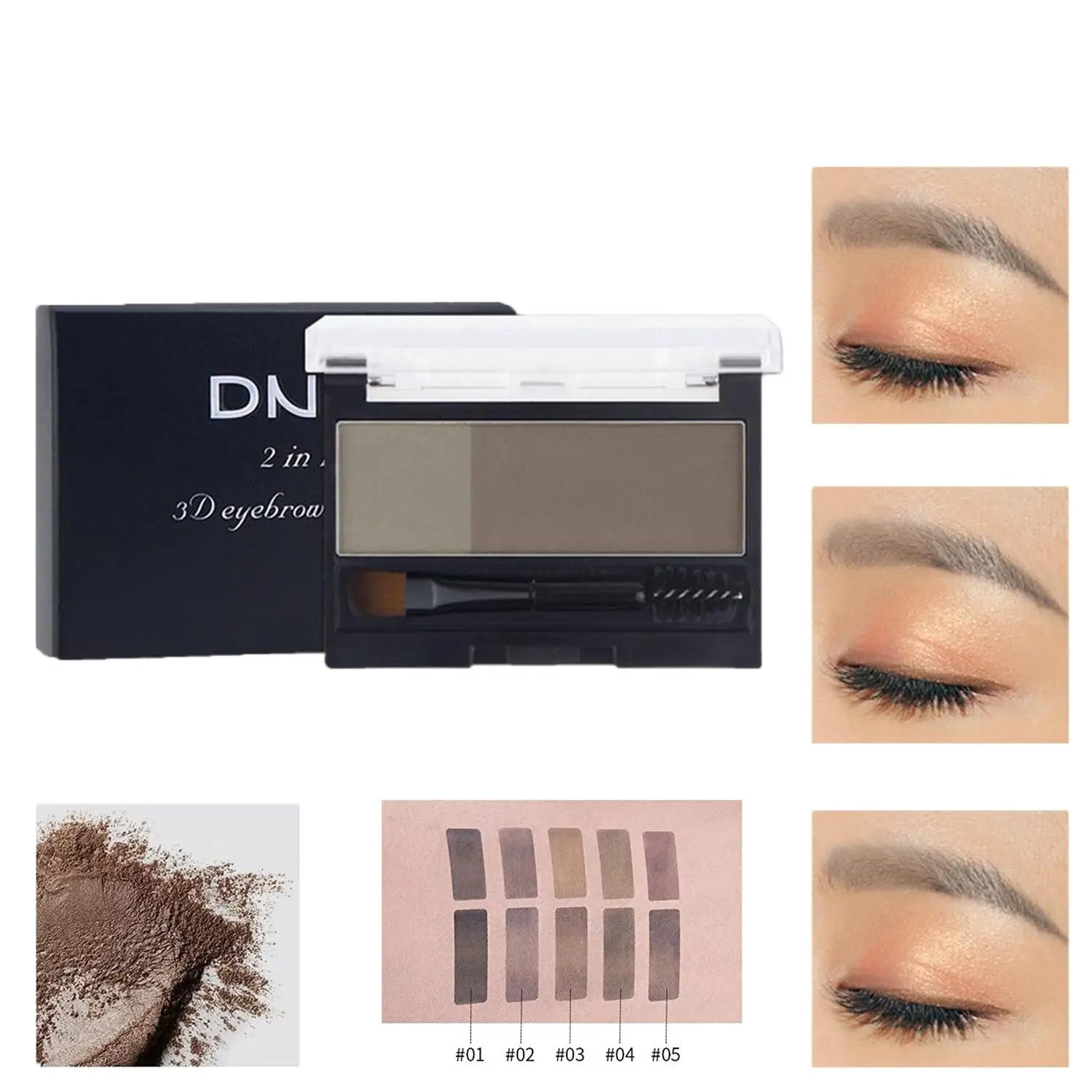 5 Colors Professional Eyebrow Palette, Multi Tone Blendable Eyebrow Makeup Powder Palette, Long Lasting Natural Brow Shaping Contour Cosmetic for Daily Makeup
