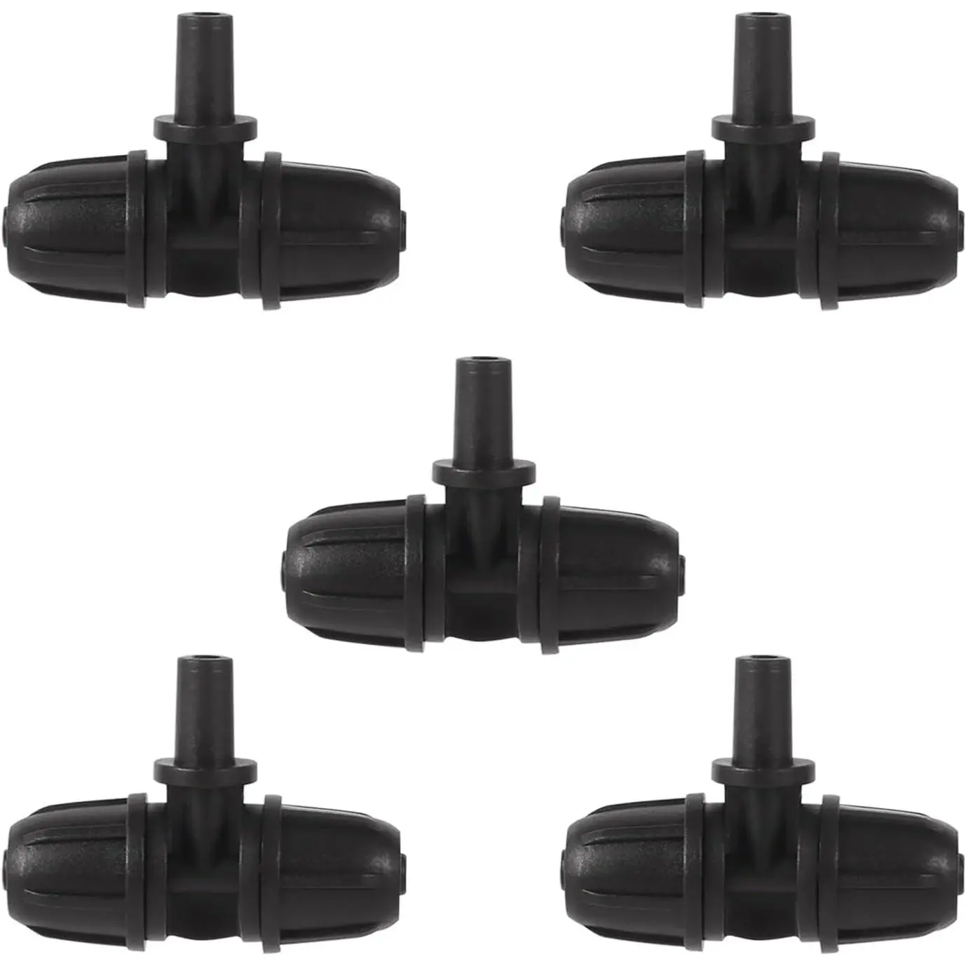 Outdoor 6mm to 1/4 Inch Barbed Tee Fitting for Drip Irrigation System, Twist Lock Leak-Proof Barb for 0.250 in. OD/0.170 in. ID Tubing, 20pcs Black Pack