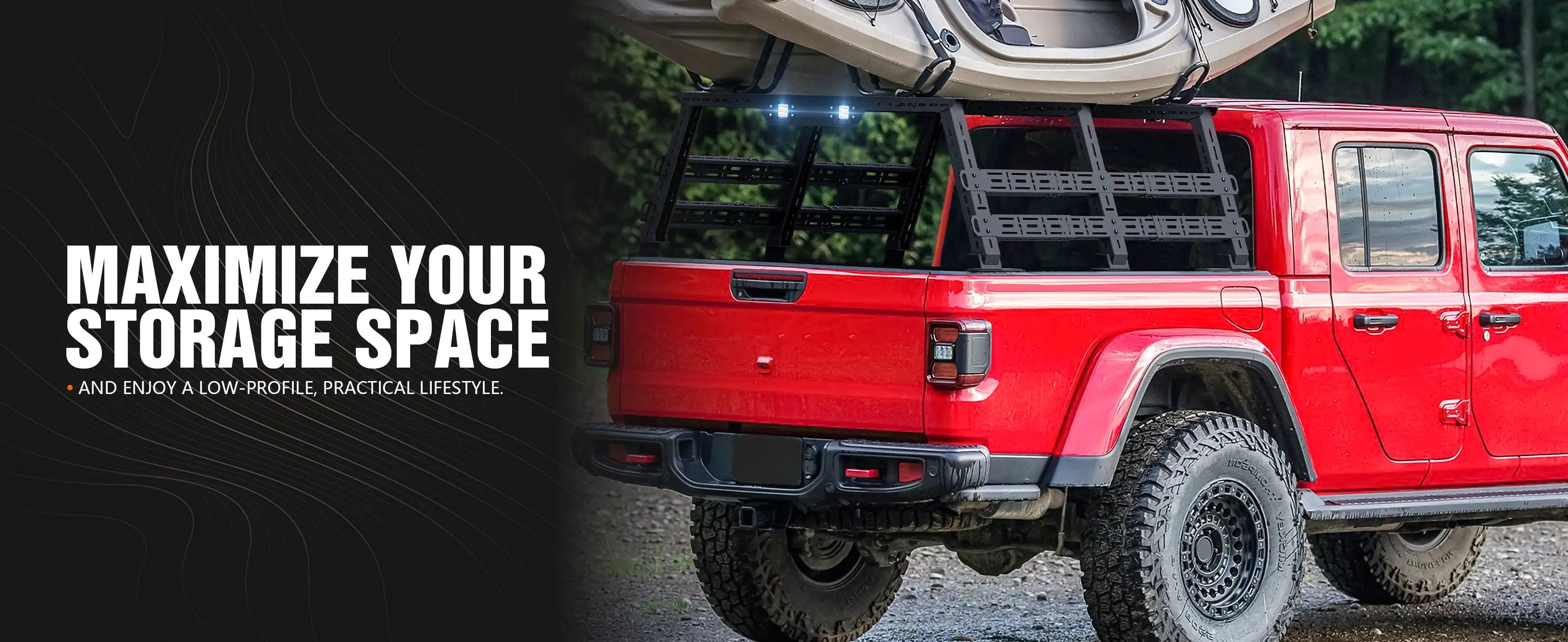 Adjustable 16.8-25" High Truck Bed Rack for Tent with 2 LED Lights | Yzona Adjustable 16.8-25" High Truck Bed Rack for Tent with 2 LED Lights | Yzona