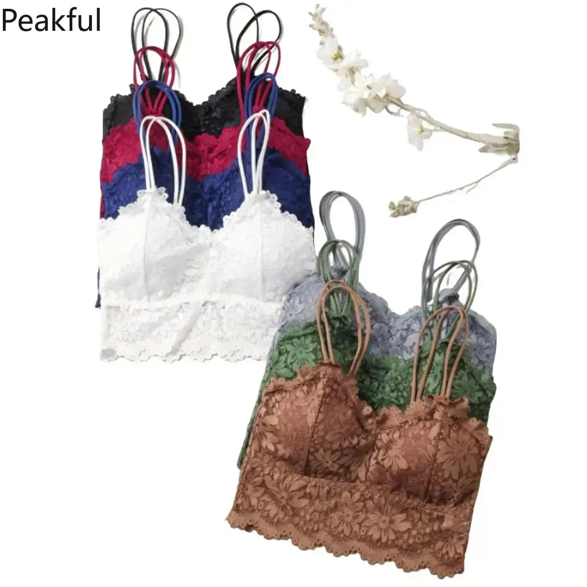 Sunflower Embroidered Crochet Lace Bralette, Wireless Backless Seamless Lingerie, Soft Nylon Blend Breathable Fabric with Removable Pads, Ideal for Daily Comfort, Sleepwear or Boho Style