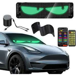 1-Pack Programmable LED Devil Eyes Light - 14.72"x3.62" Car Windshield Decoration, APP & Remote Control, Car Charger, Dynamic Display for Sedan SUV Medium Truck, Signs LED Driving Light