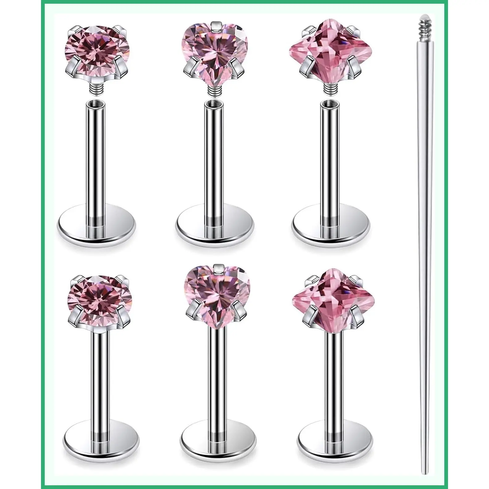 20G 18G 16G ASTM F136 Titanium Internal Thread Flat Back Earrings Nose Studs for Tragus Helix Conch Cartilage Lobe Medusa Labret Snake Bite Monroe Lip Piercing Jewelry for Women Men