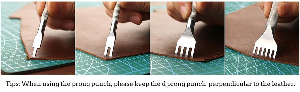 Leather Stitching Punch, 1/2/4/6 Prong Leather Hole Punch Tool, White Steel Lacing Stitching Chisel Punch Tool for Belts, Stitching Working Punching Tools for DIY Crafts
