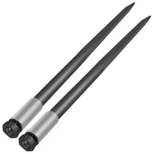【DealsForYouDays】VEVOR Hay Spear Spears 49 Hay Bale Spear Spike, 4000 lbs Capacity Quick Attach Square Hay Bale Spears, 2 Pics Black Bale Forks, Bale Hay Spike with Hex Nut Sleeve for Buckets Tractors Loaders