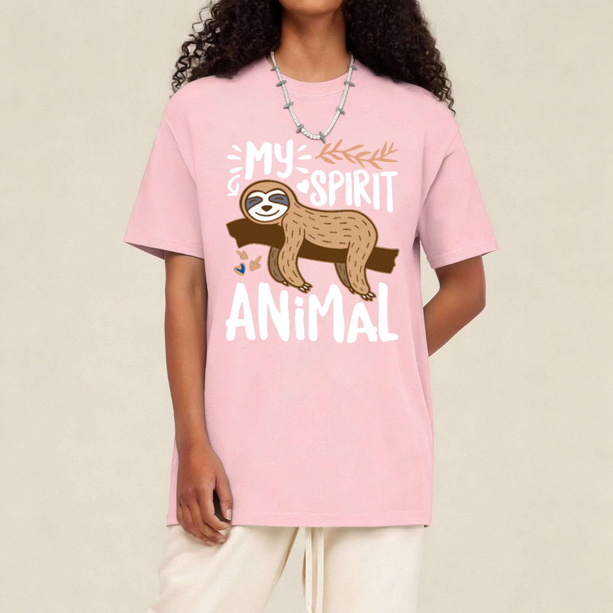 Funny Sloth Graphic T-Shirt – Spirit Animal comfy Tee, made of comfortable cotton fabric.