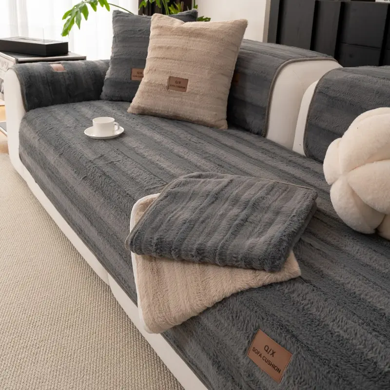 Thick Plush Sofa Cushion Cover, Pet-Friendly, Non-Slip, Suitable for 2/3/4-Seater Sofas, Modern Home Decor, All Seasons