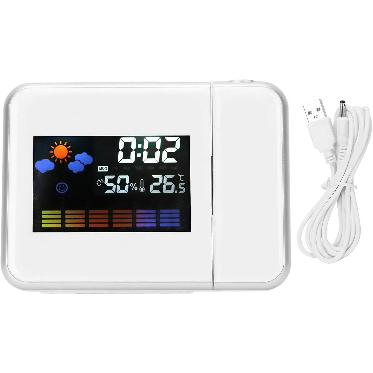 Projection Alarm Clock for Bedrooms, Clock with 180 °   Rotatable Projector, Large LED Display, Dual Alarm with 5-Dimmer & USB Charger for Sleepers, Kids, Elderly