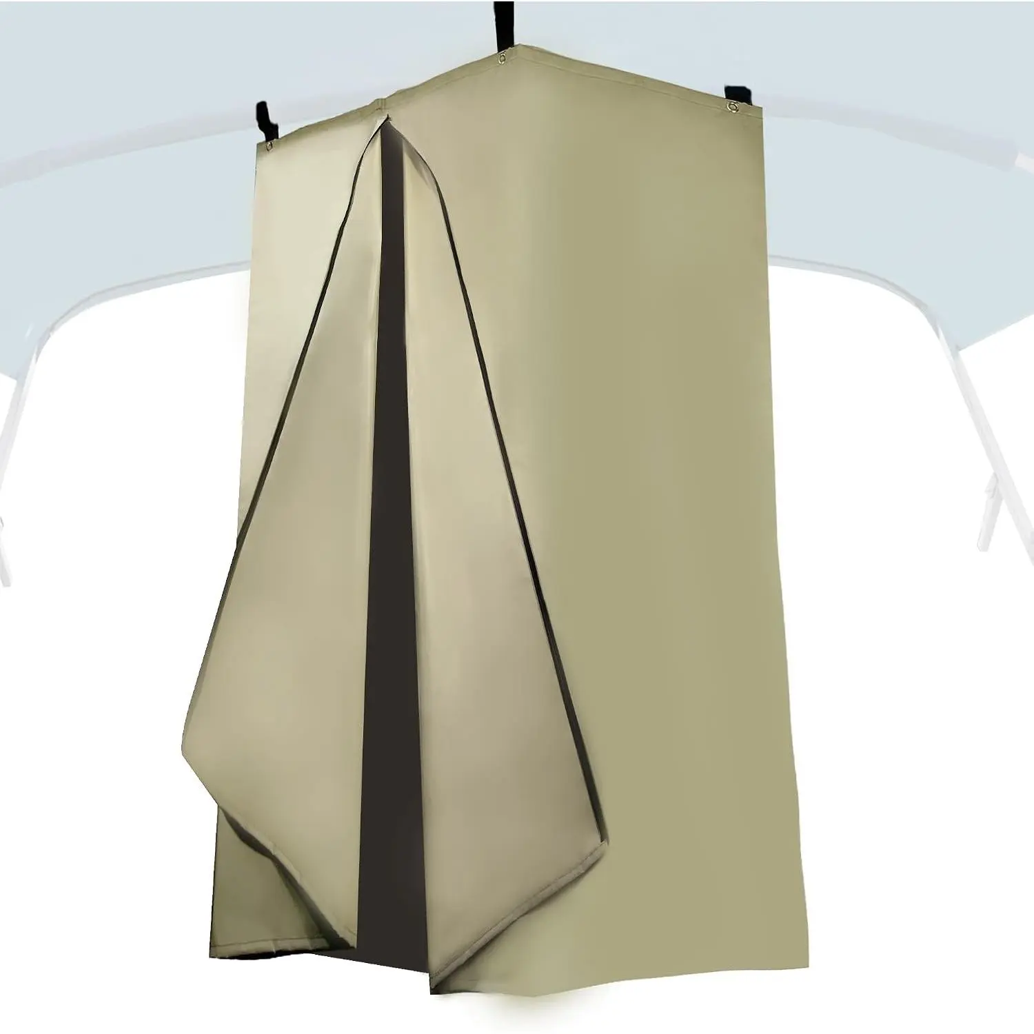 Heavy-Duty Gray Privacy Changing Room Tent for Pontoon Boats, Privacy Curtain Attaches to Bimini Top Poles for Boats