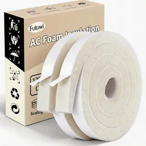 Air Conditioner Foam 2 Rolls, 1 Inch Wide X 1 Inch Thick Total 13 Feet Long, Open Cell Foam Insulation Weather Seal (6.5ft x 2 Rolls)
