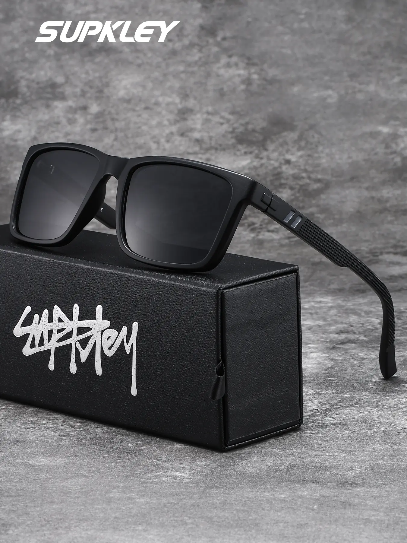 SUPKLEY Leisure And Business Style Men'S Polarized UV Blocking Sunglasses With Square Frames For Commuting, Sun Shading, Uv Protection, Driving, Fishing, And Outdoor Activities To Reduce Glare