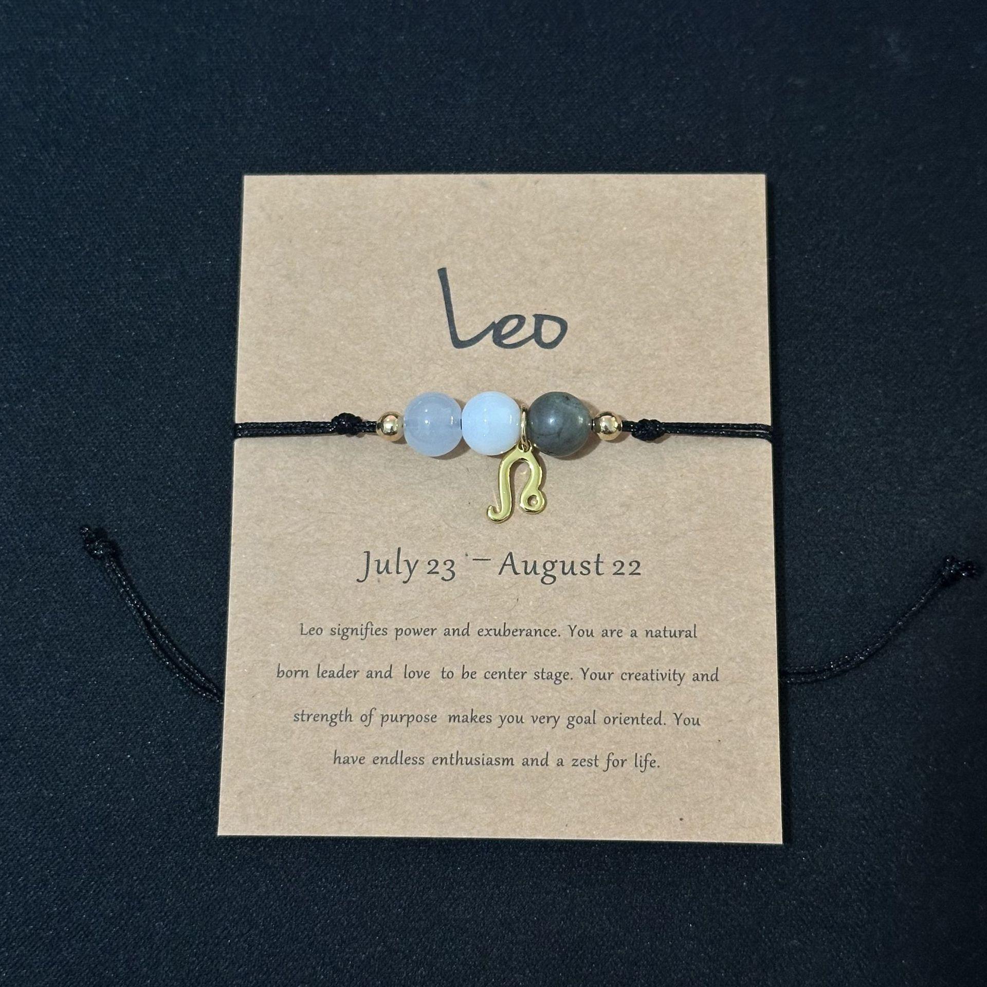 New 12 Zodiac Handmade Braided Rope Bracelet for Women| Citrine Crystal Natural Stone Beaded Cord Bangle| Astrology Jewelry with Gift Card