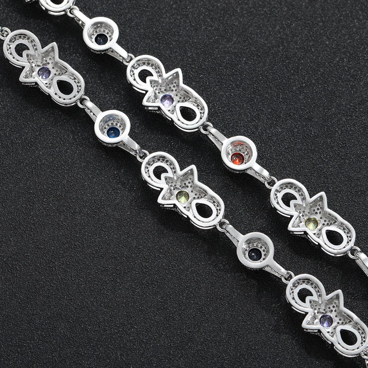 Iced Out Star Eye Moissanite Bracelet Necklace Prong Setting Moissanite Infinity Cuban Link Chain Women Men Hip Hop Fashion Jewelry