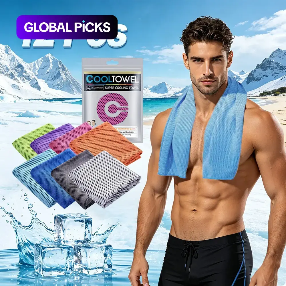 Cooling Towels, 12Pcs/Set Soft Breathable Mesh Chilly Towels, Microfiber Towels for Yoga, Camping, Fitness & More Activities