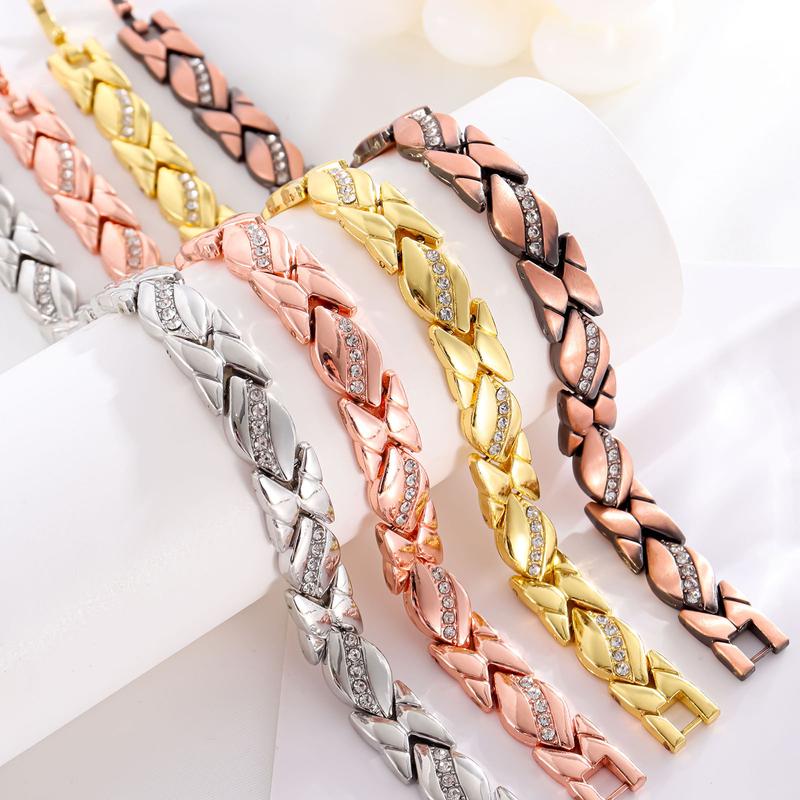 Women's leaf bracelet, pure copper magnetic bracelet with diamonds, outdoor fun, best gifts for Christmas