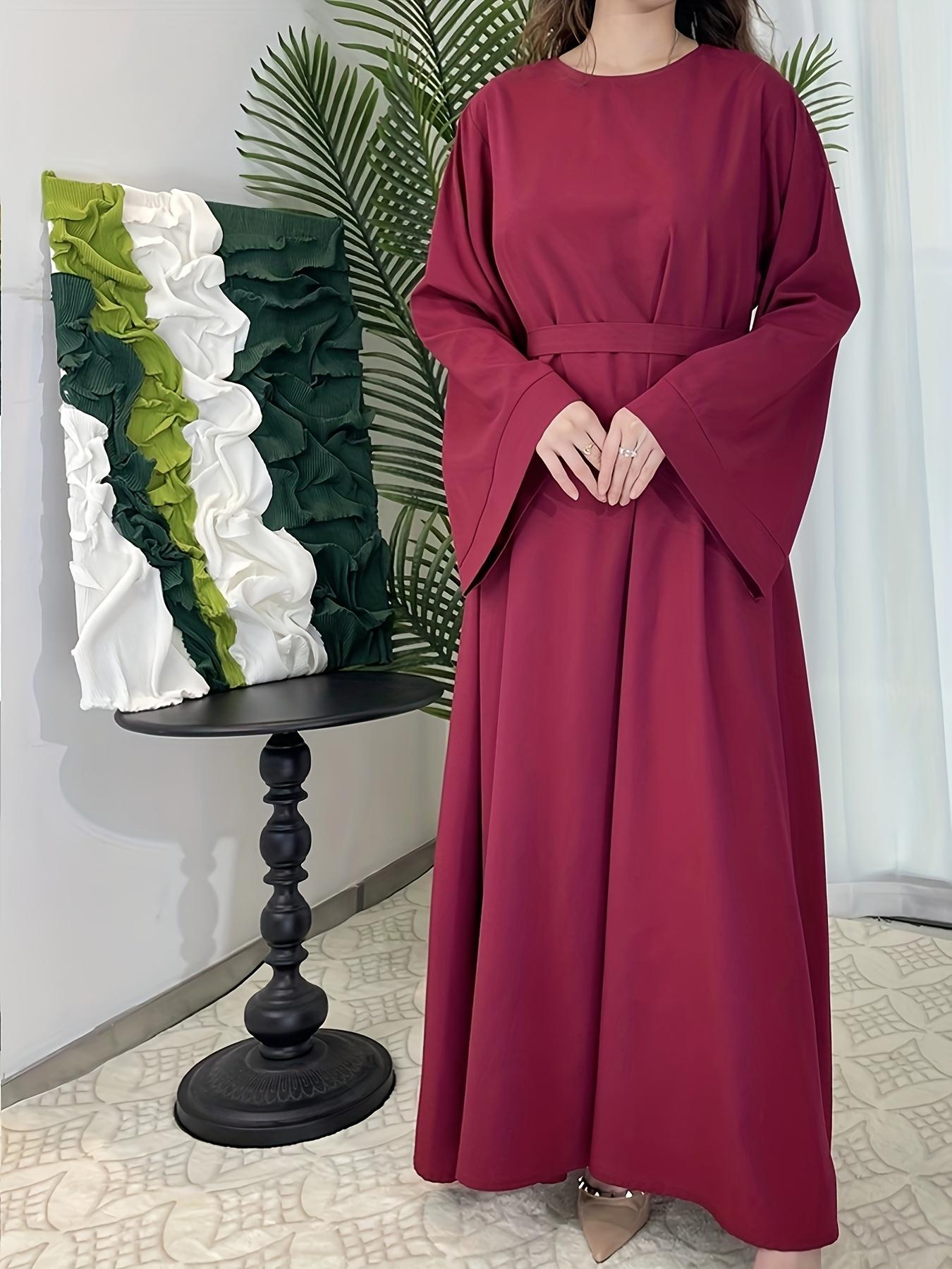 [Middle Eastern Loose Fit Dress] Elegant Green Arabic Women's Muslim Robe |   Middle Eastern Flared Sleeve Long Dress |   Loose Fit All-Season Versatile Home Festival Traditional Attire