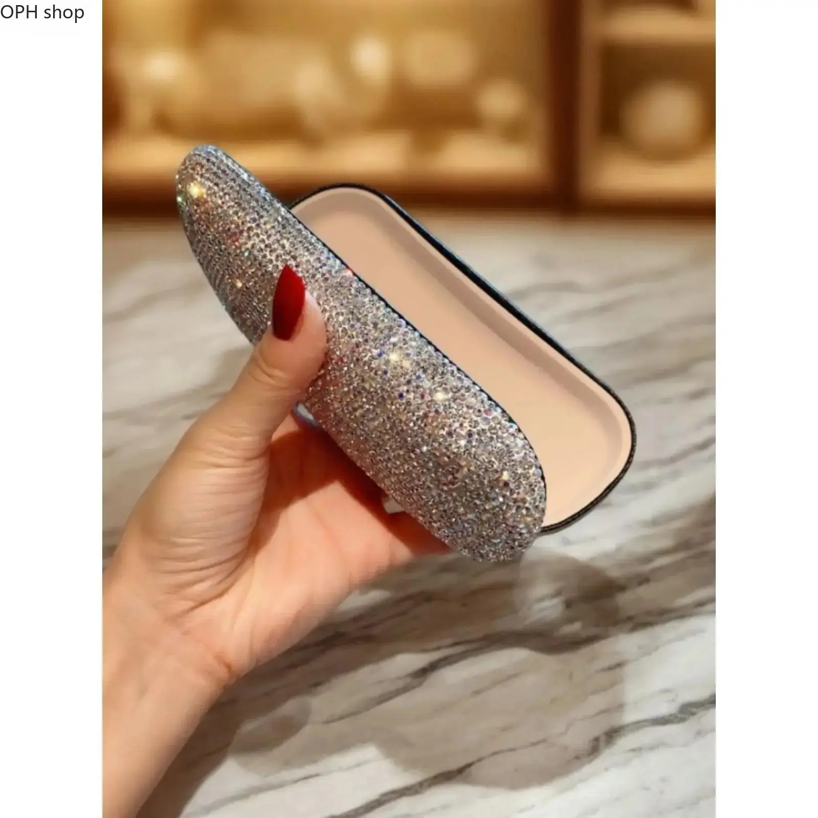 Glamorous Rhinestone Eyeglass Case for Women, Sparkly Hard Shell Protective Holder for Sunglasses, Portable Fashion Accessory & Holiday Gift, Accessories For Women, Sunglasses Storage, Bling