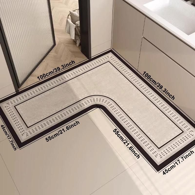 Diatomite Kitchen Mat, L-shaped Non-slip Kitchen Rug, Oil & Water Absorbent Kitchen Floor Mat, Suitable for Home & Kitchen Floor, Kitchen Area Rug, Kitchen Runner Rug