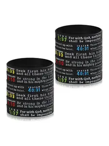 12 Pcs Black Rubber Bracelets for Women Men Inspirational Scripture Silicone Wristbands Printed with Classic Bible Verses Stretch Waterproof Religious Faith Bracelets Durable Flexible Design Motivational Daily Reminder Jewelry for Gift Giving