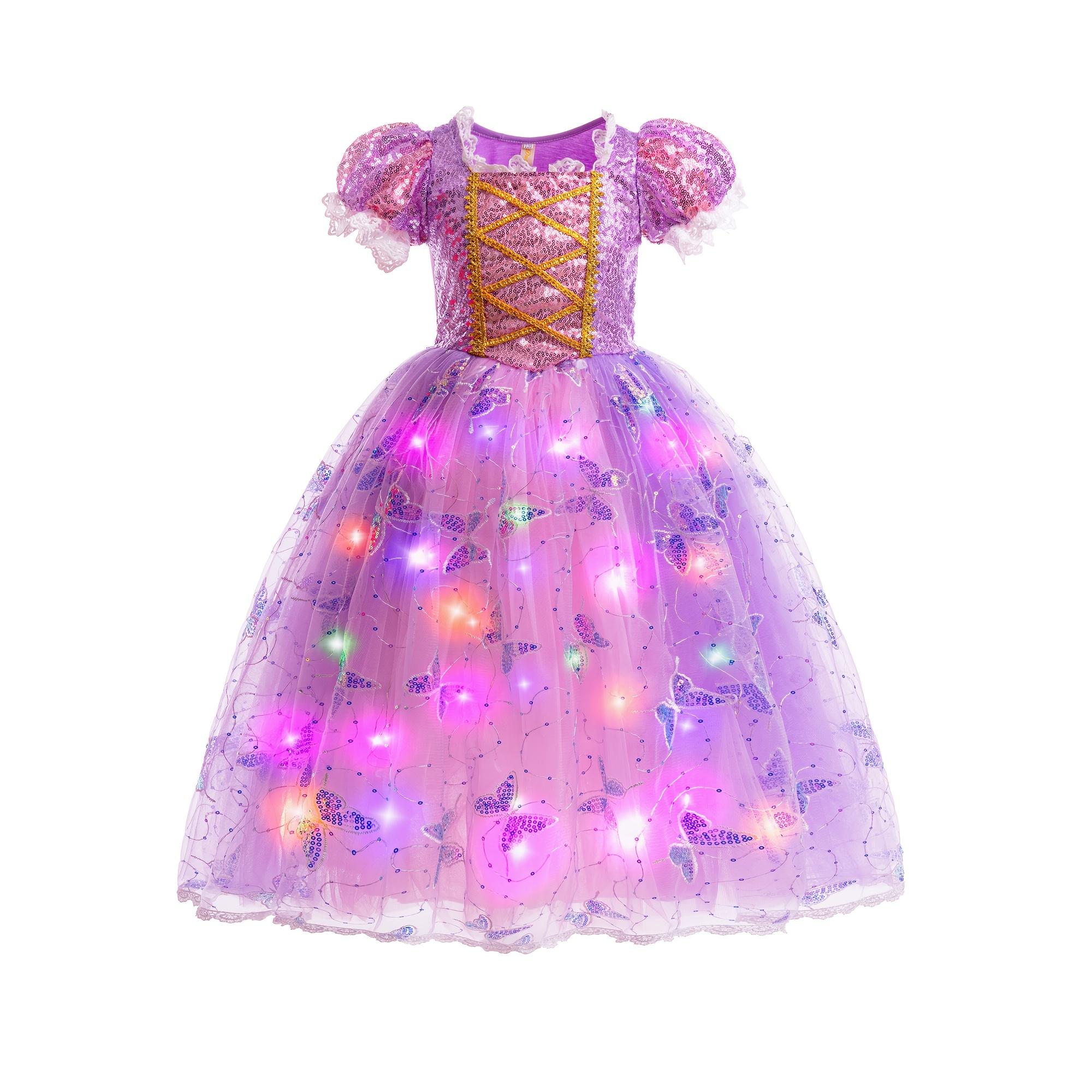 (New)Girl's Light-Up Princess Dress with Gloves, Lining - Perfect Themed Parties and Holiday Gifts, LEADTEX Costume Decoration
