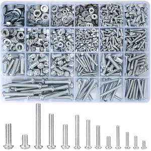 1080 count Screws  and Nuts  Kit, Metric Machine Screws and Nuts and Flat Washers, M3/M4/M5/M6  Slotted Round   Sets (C)