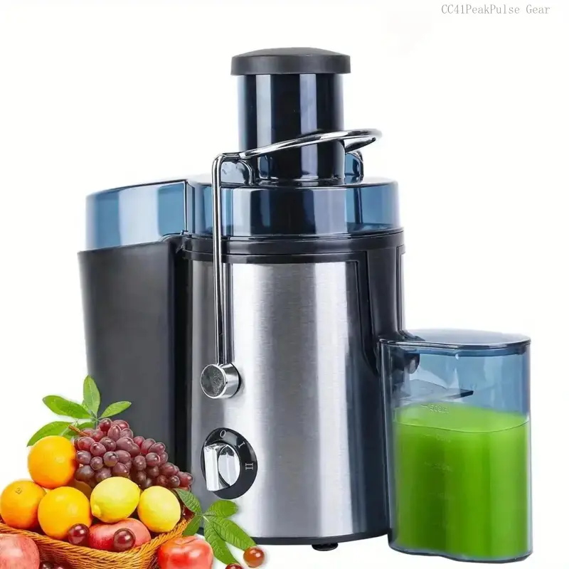 1000W Stainless Steel Juicer - Wide Mouth Juice Extractor for Whole Fruits & Veggies Smoothie Maker Effortless Juicing & Healthy Drinks in nut milk soy Automatic soup squeezed Large Feed Chute Cold Press iced puree hand ks pressed ProfesCC41PeakPulse Gear