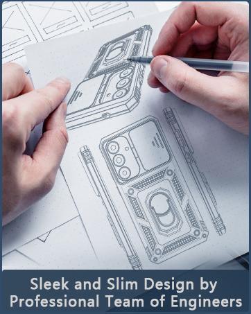 for Samsung Galaxy S25 FE Case with Screen Protector & Slide Camera Lens Cover, Built-in Magnetic Ring Stand Shockproof Protective Phone Case for Samsung S25 FE Case (Blue)