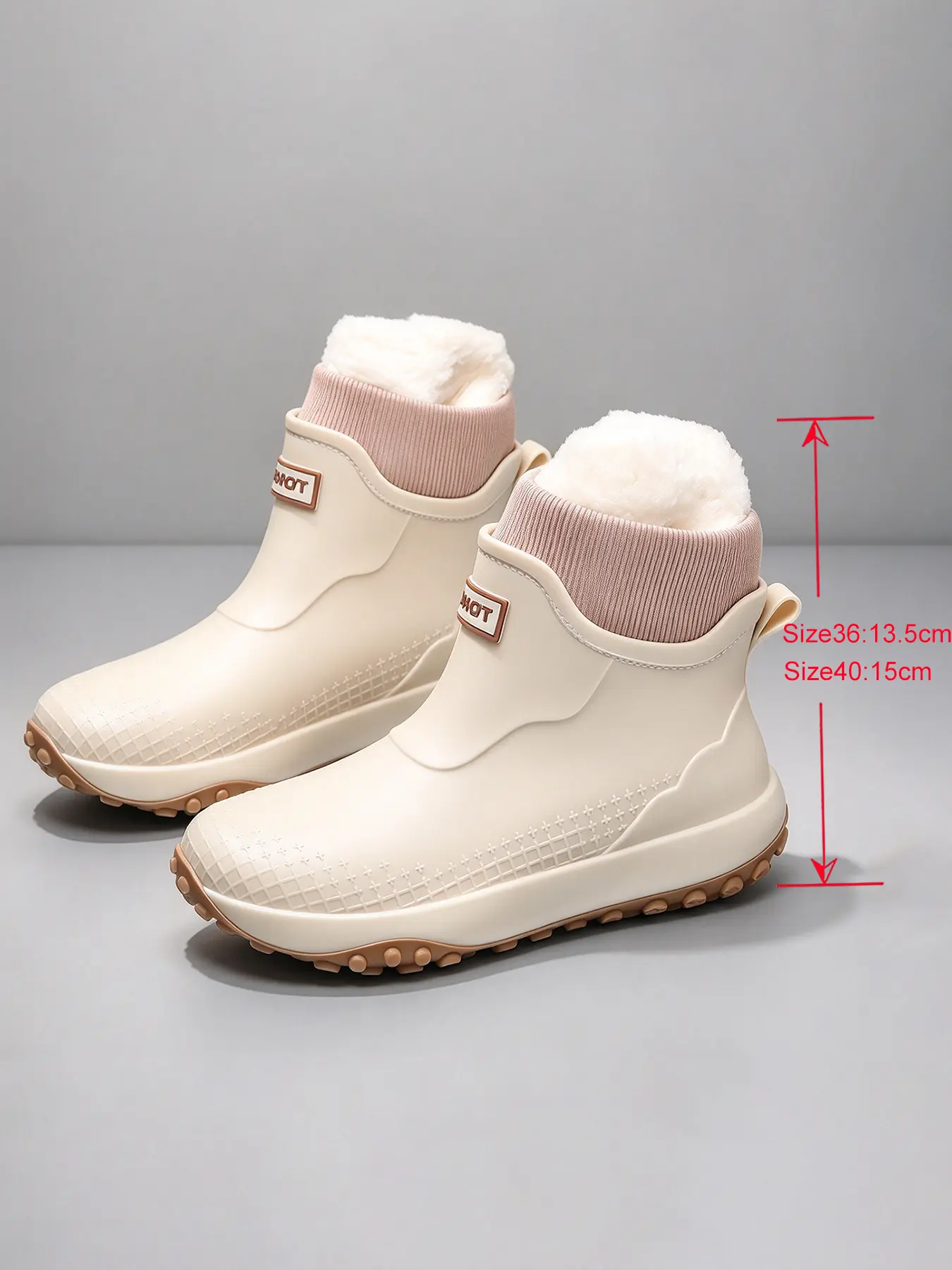 Unisex Winter Keep Warm Rain Boots, Mid-Calf Waterproof Cold-Proof Keep Warm Snow Boots Thick Sole Fashion Rain Shoes Featuring Drawstring Splash-proof Cuff. Great for Rainy Commutes, City Street Style, for Multi-scene Use. Size Up One Sizes.