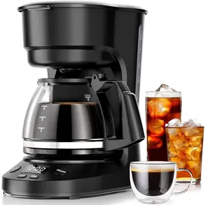 5-Cup Drip Coffee Machine with LED Display, Small Coffee Maker with Anti-Drip, Timer, Auto Shut-Off, Dry-Boil Protection, Removable Funnel, Compact, Ideal for Home & Office