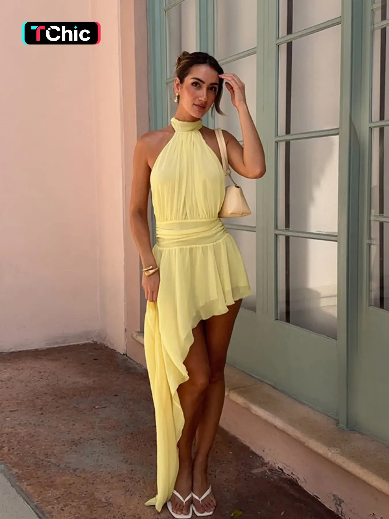 Women's Asymmetrical A-Line Dress, Elegant Neckline Design, Perfect for Special Occasions with Elegance, Stylish, Chic and Comfortable Fit, Womenswear