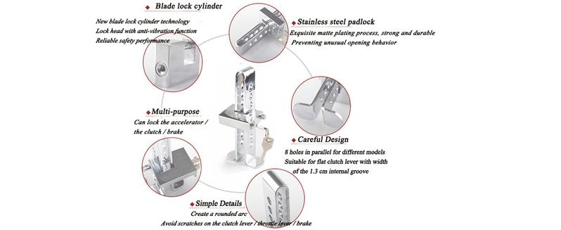 Car Anti-theft Lock, Stainless Steel Brake Clutch Pedal Lock for Steering Wheel, Universal Car Security Lock, Car Hardware Accessories