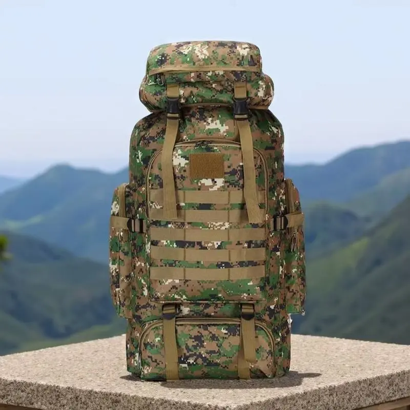 Heavy-Duty Hiking Trekking Rucksack for Women, 80L Tactical Camouflage Pack for Outdoor Mountaineering, Camping, and Travel