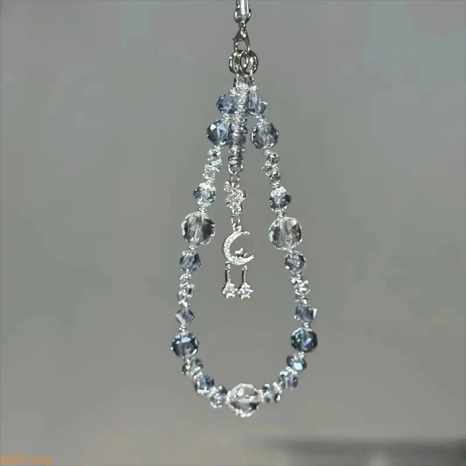 1Pc Rhinestone Crystal Beaded Phone Charm Lanyard Shiny Decorative Phone Strap Chain Sparkly Smartphone Wristlet Accessory with Adjustable Strap for Cellphones Bags Cameras Keys Daily Use Party Travel Birthday Holiday Gift for Women Girls Trendy Fashion P
