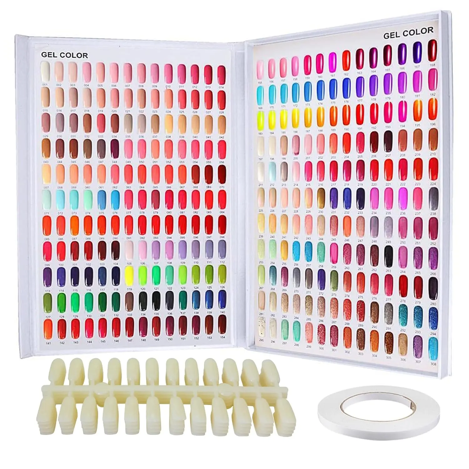 308 Grids Nail Color Display Book Swatches, Includes 360 False Tips - Professional Nail Polish Sample Organizer Salons & DIY Manicure Practice, Muestrario de Uñas, Nail Art, Pedicure