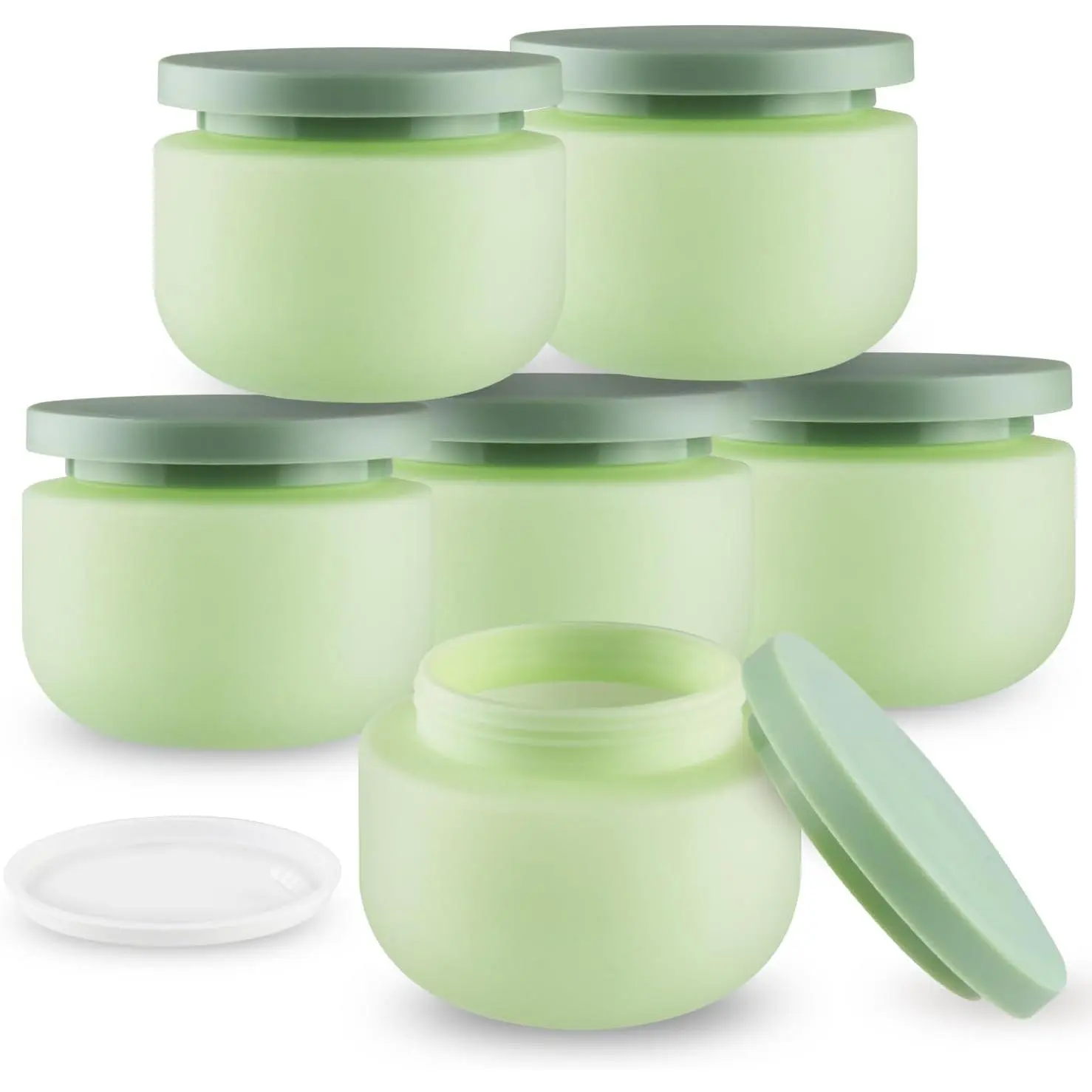 6 count 8oz/250g Empty Plastic Jar Wide Mouth  Container With  Refillable Travel Storage Container For Lotion Cream  Butter  Ointments Samples Beauty Products etc (Green)
