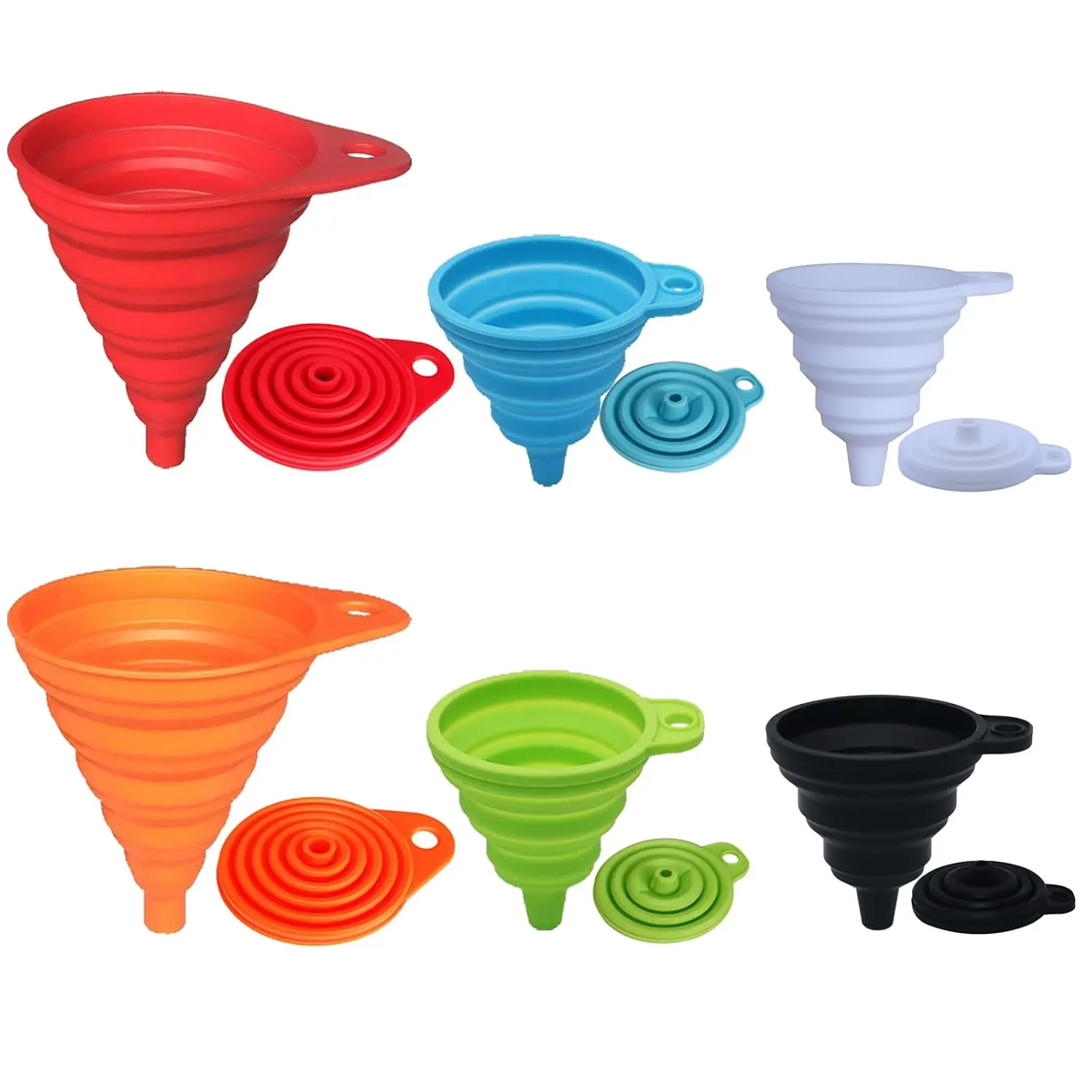 Kitchen Funnel Set, Small and Large, Kitchen Gadgets Accessories Foldable  Collapsible Funnels for Filling Water Bottle Liquid Transfer  Grade (6 Pack)