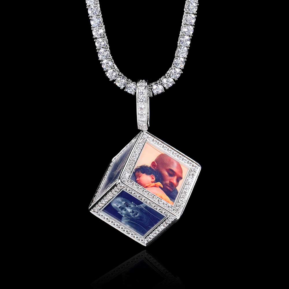 CARÁTIX - Hip Hop Personalize Pictures Jewelry Custom Memory Six-Side Cube Photo Pendant For Necklace GiftsValentine's Day Gift for Men & Girls & Boys Mothers' Day Gift #Springtok