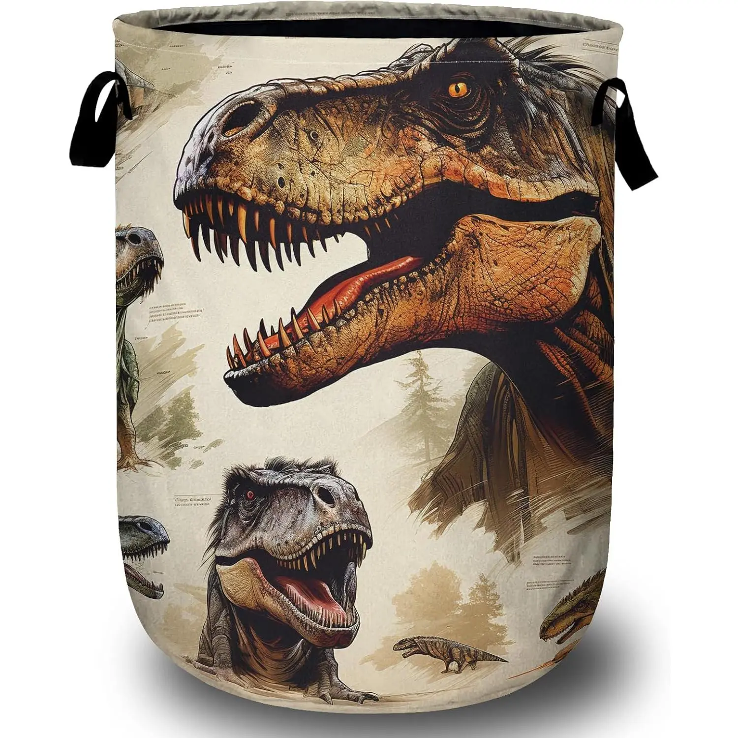 Dinosaur Laundry Basket, Laundry Hamper Collapsible Oxford Cloth with Handle Clothes Storage Bin for Bathroom Laundry Room Bedroom 15.7 X 20 Inch