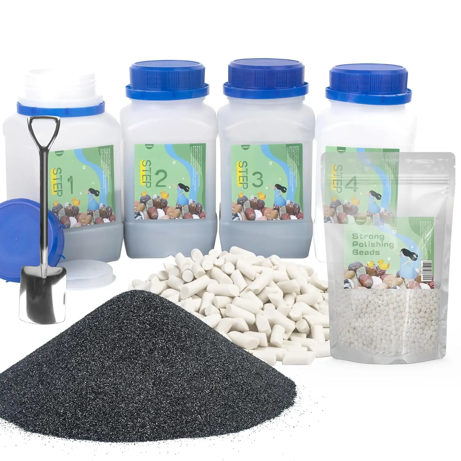 10 LBS Rock Tumbler Grit Set, Rock Tumbler Grit Refill Kit, Tumbling Media,4-Steps Supplies for Tumbling and Polishing Stones and