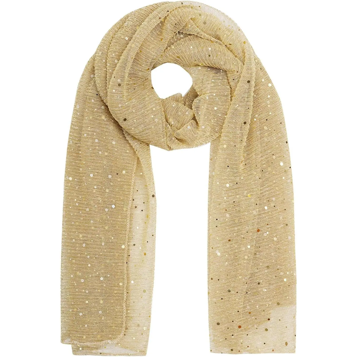 Women's Modern Rectangular 155x80cm Sequin Bandana, Breathable Summer Mesh Scarf, Sheer Beach Shawl Wrap, Metallic Evening Dress Accessory, Evenings, Sequin Dots, Sheer Mesh, Polyester Clothes