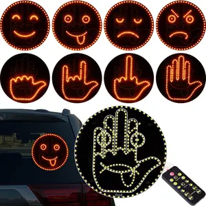 LED Car Expression Display with Remote Control Quick Gesture Changes, Easy Installation Multiple Light Modes Hand Gesture Signal Light, Bright LED Anti-Tailgating and Safety Warnings