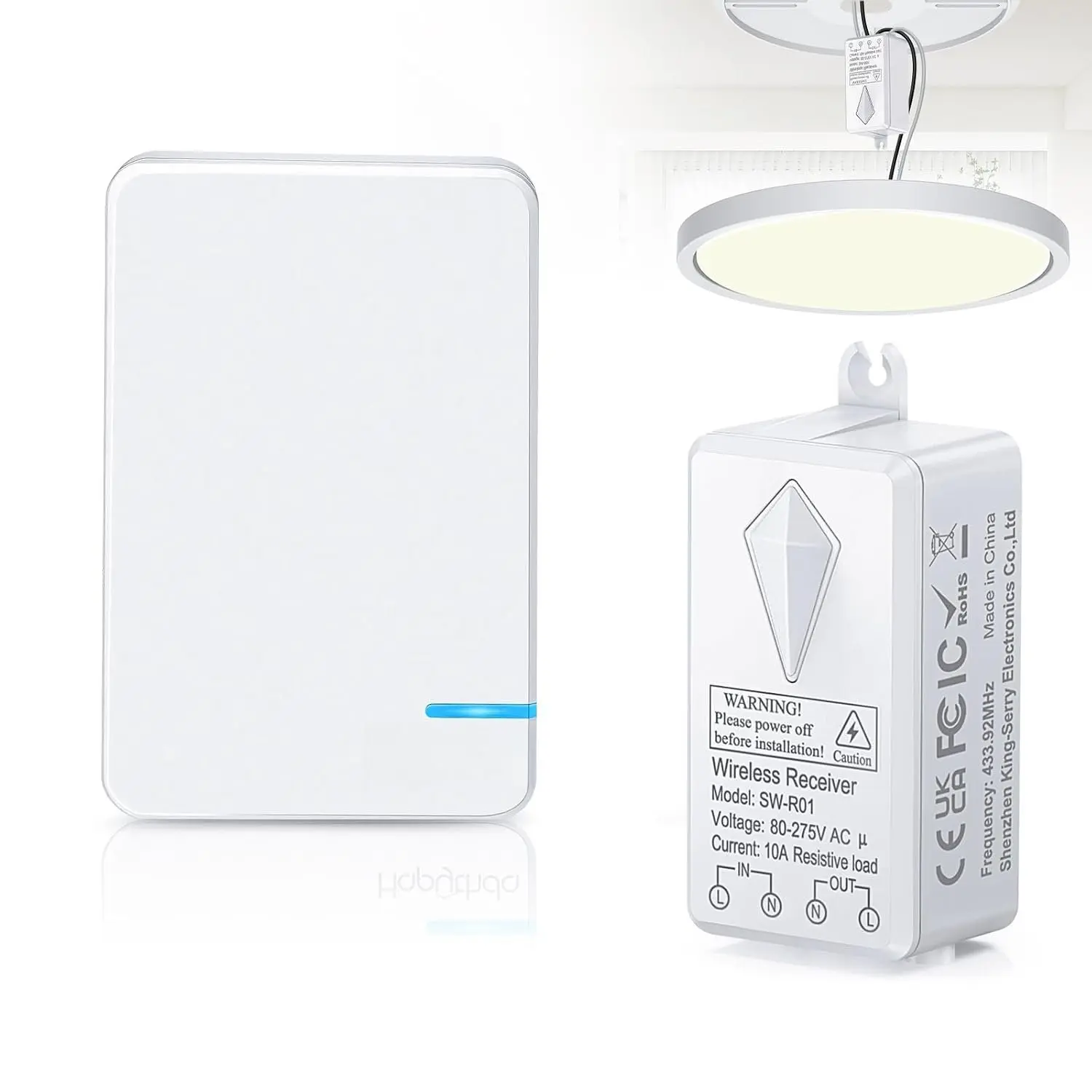 Light , No In-Wall Wiring Required, Remote Control, , 1300ft RF Range, Programmable, White