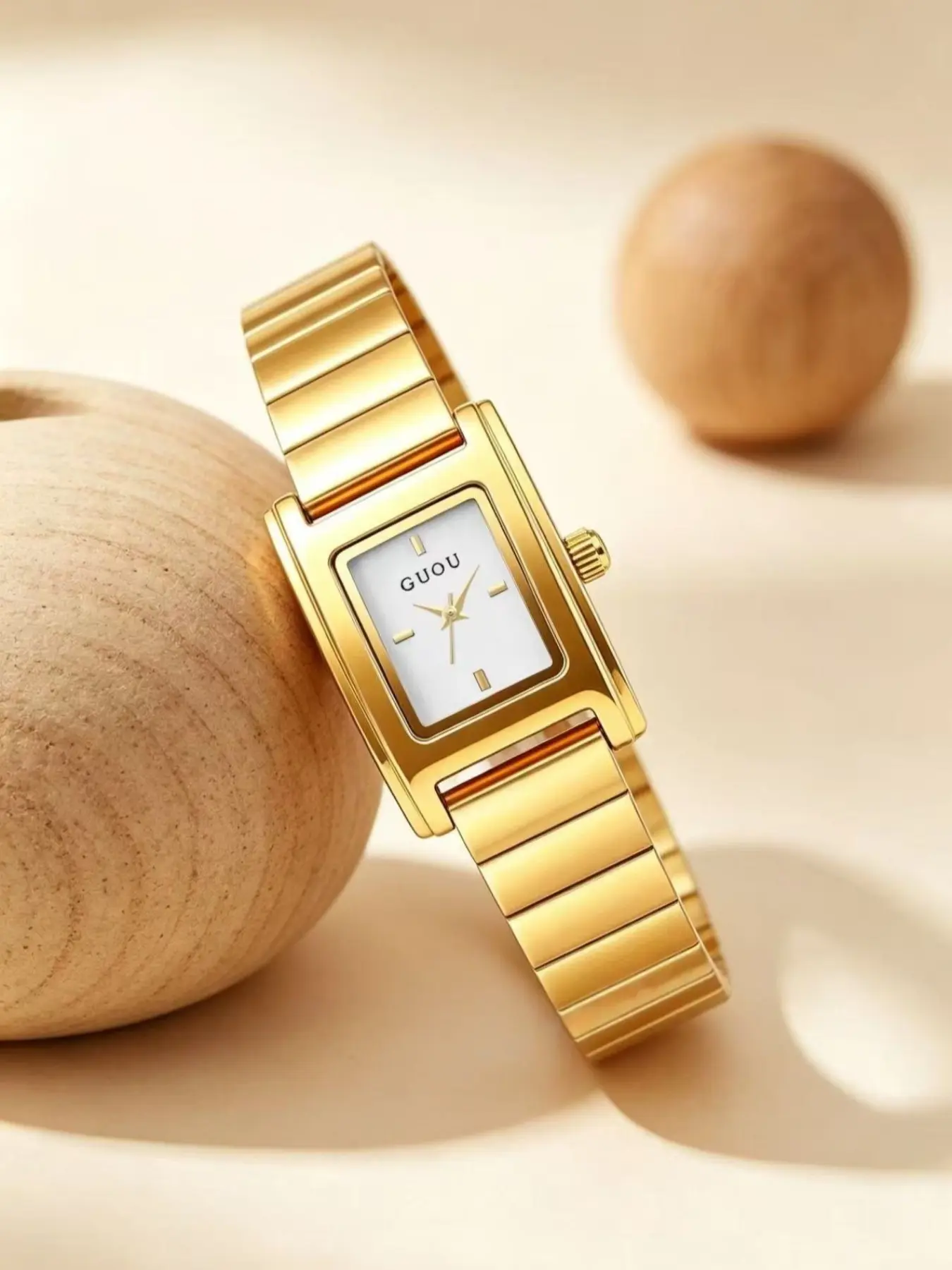 Women's Luxury Fashion Watch, Small Retro Rectangular Bamboo Strap, Casual Analog Quartz, Perfect Birthday Gift for Women and Girls